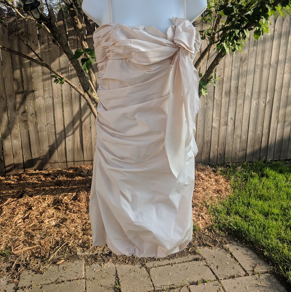BCBG cream taffeta bow dress